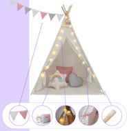 Namiot tipi JULIA, 160x120x120cm, beżowo/różowa