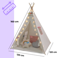 Namiot tipi JULIA, 160x120x120cm, beżowo/różowa