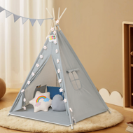 Namiot tipi JULIUS, 120x120x160cm, szara/niebieska