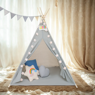 Namiot tipi JULIUS, 120x120x160cm, szara/niebieska