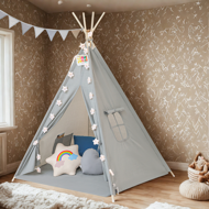 Namiot tipi JULIUS, 120x120x160cm, szara/niebieska