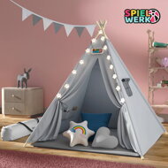 Namiot tipi JULIUS, 120x120x160cm, szara/niebieska