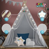 Namiot tipi JULIUS, 120x120x160cm, szara/niebieska