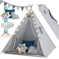 Namiot tipi JULIUS, 120x120x160cm, szara/niebieska