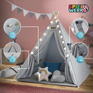 Namiot tipi JULIUS, 120x120x160cm, szara/niebieska