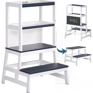 Wieża edukacyjna PLAY z drewna sosnowego, 93x56x49, biała/antracyt  