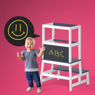 Wieża edukacyjna PLAY z drewna sosnowego, 93x56x49, biała/antracyt  