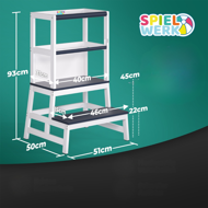 Wieża edukacyjna PLAY z drewna sosnowego, 93x56x49, biała/antracyt  