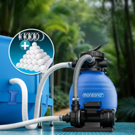 Filtr piaskowy do basenu AQUA z kulami filtrującymi, 10 200 l/h, niebieska