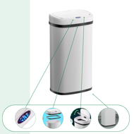 Kosz na śmieci DEUS z czujnikiem, 58 litrów, biała  