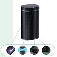 Sensorowy kosz na śmieci DEUS, 58 litrów, czarny