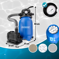 Filtr piaskowy do basenu AQUA z kulami filtrującymi 5 000 l/h, niebieska