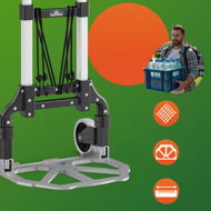 Wózek transportowy TROY z regulowaną wysokością, max. 80 kg, srebrny/czarny