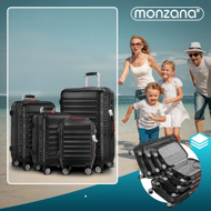 Zestaw walizek skorupowych AERO, 4-częściowy, ABS, czarny