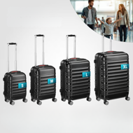 Zestaw walizek skorupowych AERO, 4-częściowy, ABS, czarny