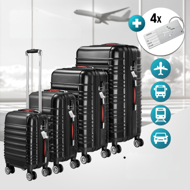 Zestaw walizek skorupowych AERO, 4-częściowy, ABS, czarny