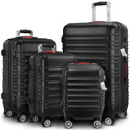 Zestaw walizek skorupowych AERO, 4-częściowy, ABS, czarny