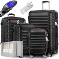 Zestaw walizek skorupowych AERO, 4-częściowy, ABS, czarny