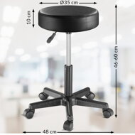 Taboretka na kółkach BONY, Ø35cm, czarna