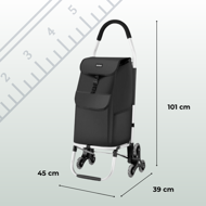 Torba na zakupy Shopper na kółkach do schodów 45L, 101x45x39, kolor czarny