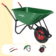 Taczka GREG z plastikową miską, max. pojemność 100l/150kg, zielona/czarna
