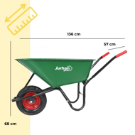Taczka GREG z plastikową miską, max. pojemność 100l/150kg, zielona/czarna