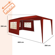 Namiot imprezowy NEAPOL, 3x6m, czerwona