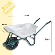 Ocynkowana taczka GREEN BARRY, max. pojemność 100l/250kg, srebrna/czarna