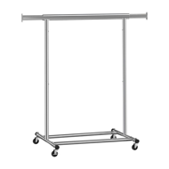 Stojak na ubrania INEZ na kółkach, maks. 90 kg, 83,5x45x160cm, srebrna  