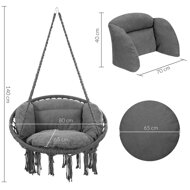 Wiszące krzesło BOHO z poduszkami, Ø61cm, antracytowa  