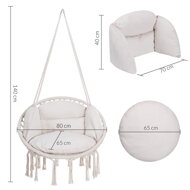 Wiszące krzesło BOHO z poduszkami, Ø61cm, beżowa  