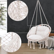 Wiszące krzesło BOHO z poduszkami, Ø61cm, beżowa  