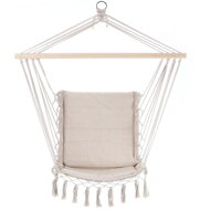 Wiszące krzesło BOHO z poduszkami, Ø61cm, beżowa  