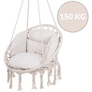 Wiszące krzesło BOHO z poduszkami, Ø61cm, beżowa  
