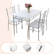 Zestaw jadalniany PAUL, 5 części, aksamitnie biała