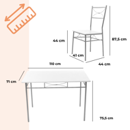 Zestaw jadalniany PAUL, 5 części, aksamitnie biała