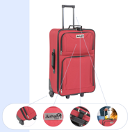 Zestaw walizek TRAVEL, 5-częściowy, czerwony