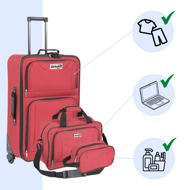 Zestaw walizek TRAVEL, 5-częściowy, czerwony
