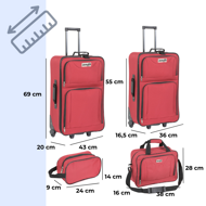 Zestaw walizek TRAVEL, 5-częściowy, czerwony