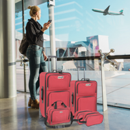 Zestaw walizek TRAVEL, 5-częściowy, czerwony