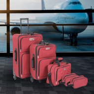 Zestaw walizek TRAVEL, 5-częściowy, czerwony