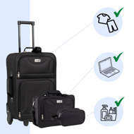 Zestaw walizek TRAVEL, 5-częściowy, czarna  