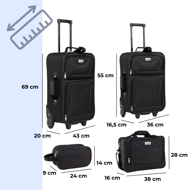 Zestaw walizek TRAVEL, 5-częściowy, czarna  