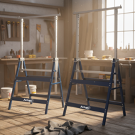 Teleskopowe kozły budowlane DANNY, zestaw 2 sztuki, max. 200 kg,  69x57x81-130cm, srebrna/niebieska