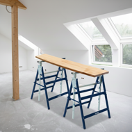 Teleskopowe kozły budowlane DANNY, zestaw 2 sztuki, max. 200 kg,  69x57x81-130cm, srebrna/niebieska