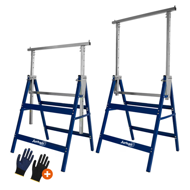 Teleskopowe kozły budowlane DANNY, zestaw 2 sztuki, max. 200 kg,  69x57x81-130cm, srebrna/niebieska