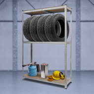 Regał na opony TYRE, 120x40x180cm, maks. 795kg, stalowa/jasnobrązowa  