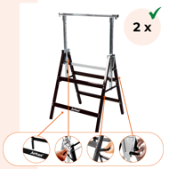 Teleskopowe kozły budowlane DANNY, zestaw 2 sztuki, max. 200 kg,  60 x 56 x 81-130cm, srebrna/czarna