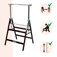 Teleskopowe kozły budowlane DANNY, zestaw 2 sztuki, max. 200 kg,  60 x 56 x 81-130cm, srebrna/czarna