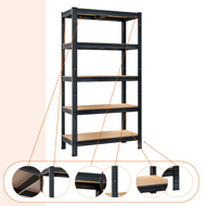 Regał o dużej nośności HEAVY, maks. 875kg, 90x40x180cm, czarny